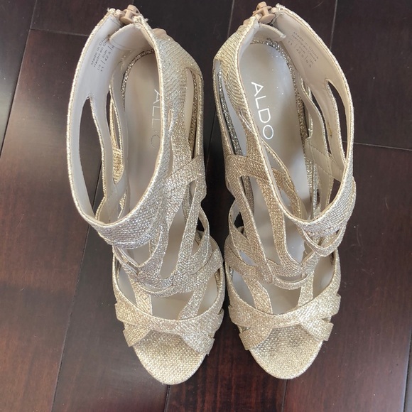 ALDO Sparkly Light Gold High Heels - Picture 7 of 8